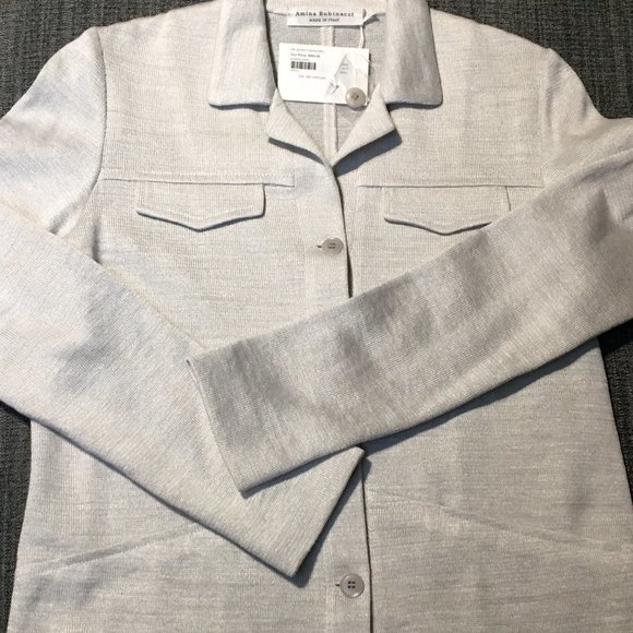 (SOLD) Knitted linen-blend jacket, oatmeal, IT42, NWT - Picture 4 of 6